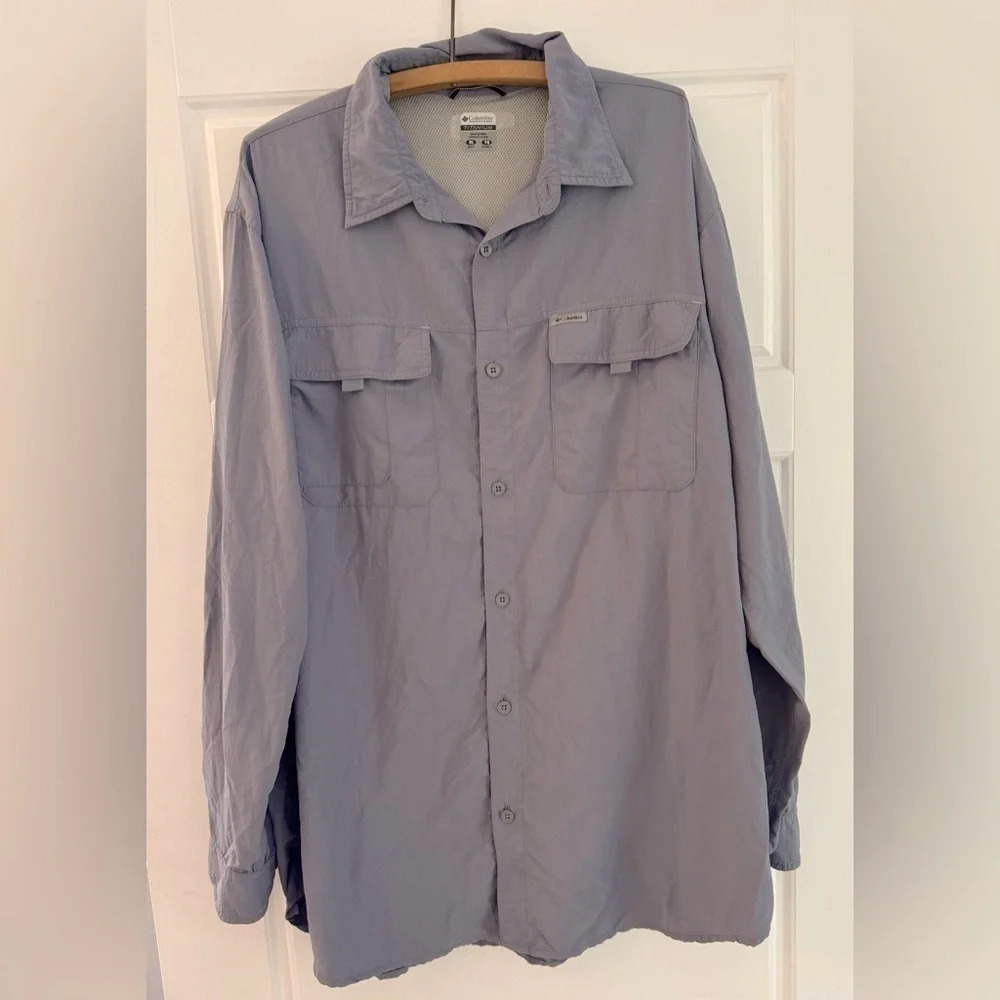 COLUMBIA Titanium omni shade long sleeve gray light sports hiking camping XL